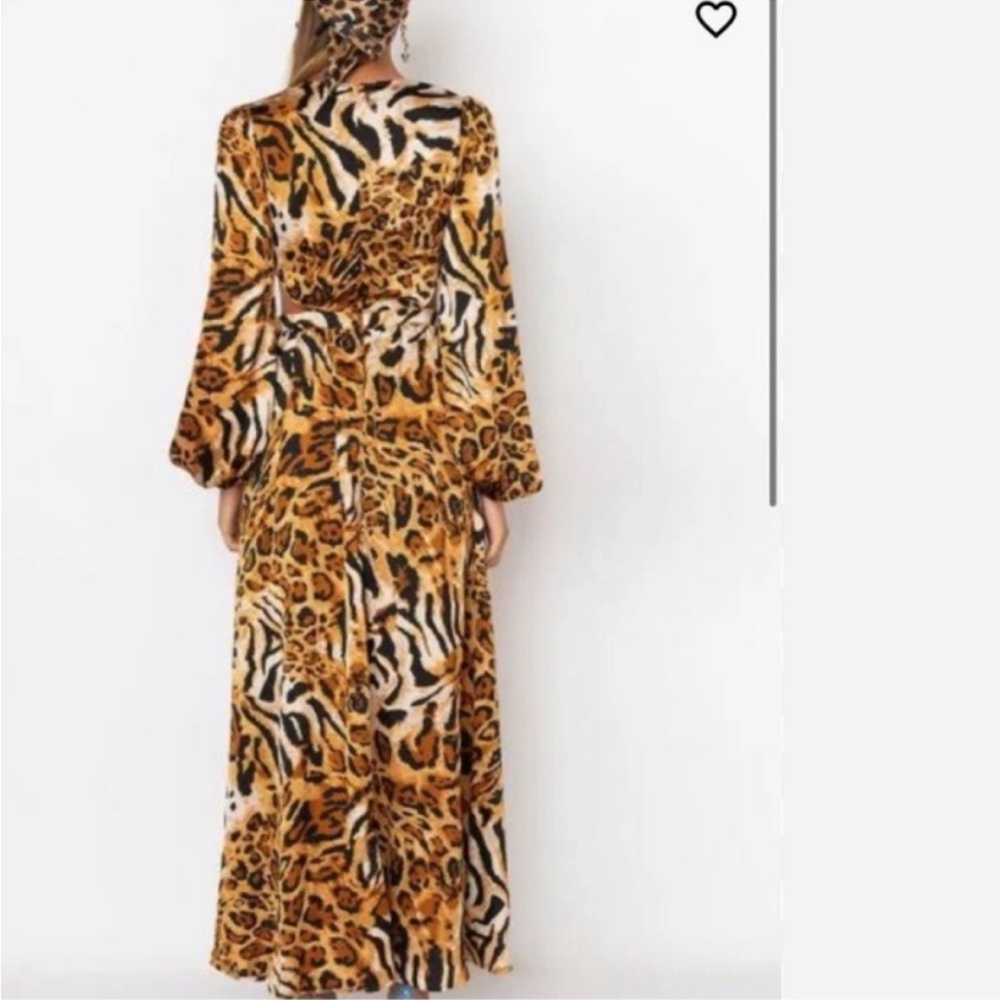 America & beyond woman Leopard print tunic kimono maxi dress cardigan size M - Picture 3 of 7